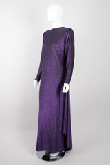 Giorgio Sant'Angelo Purple Reign Metallic Lamé Cape Dress