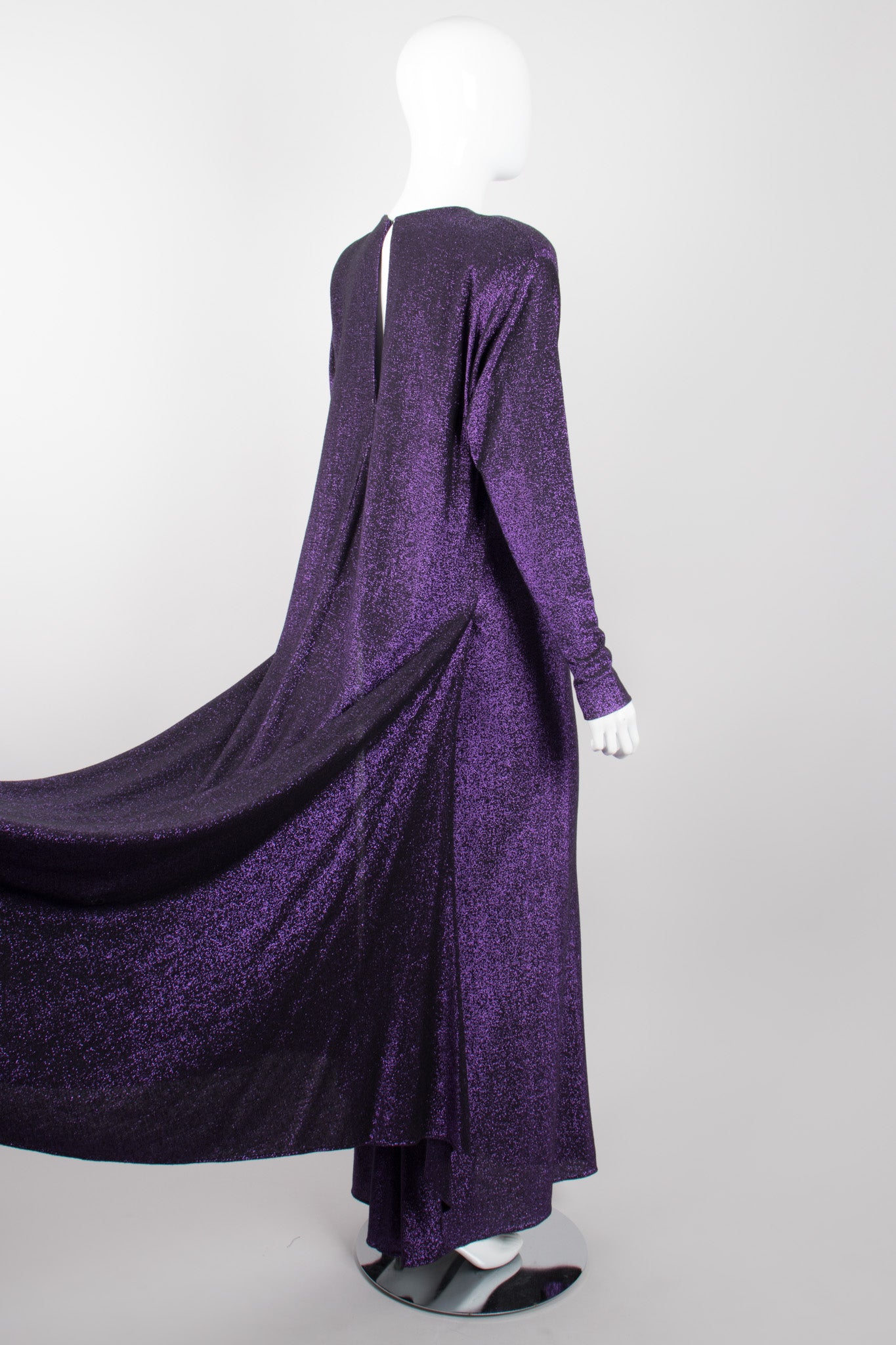 Giorgio Sant'Angelo Purple Reign Metallic Lamé Cape Dress