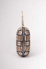 Checkered Rhinestone Vintage Metal Clutch Minaudiere