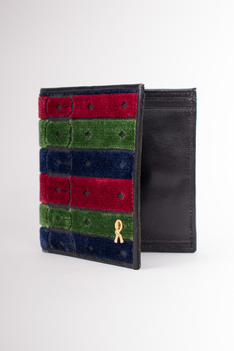 Roberta Di Camerino Signature Stripe Velvet Bifold Wallet
