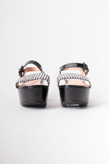 Robert Clergerie Black & White B&W Striped Snake Flatform Sandals