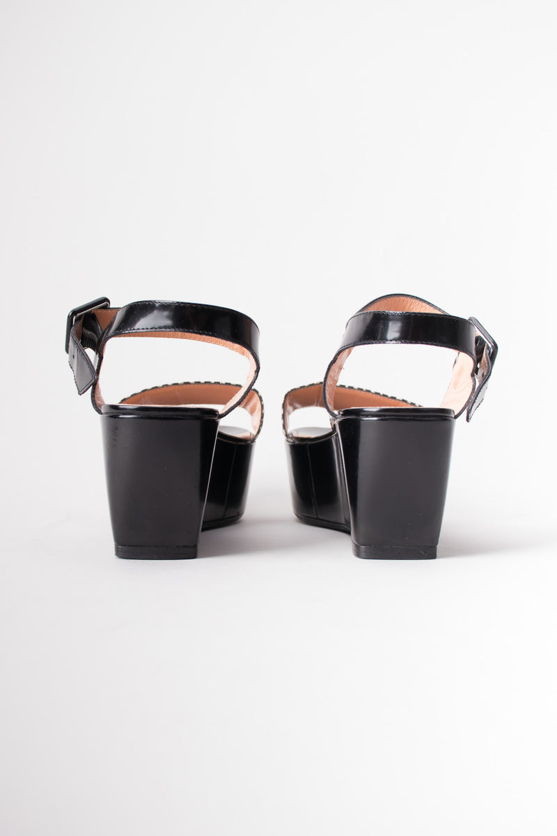 Robert Clergerie Black & White B&W Striped Snake Flatform Sandals