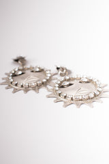 Sparkling Silver Celestial Sun Earrings