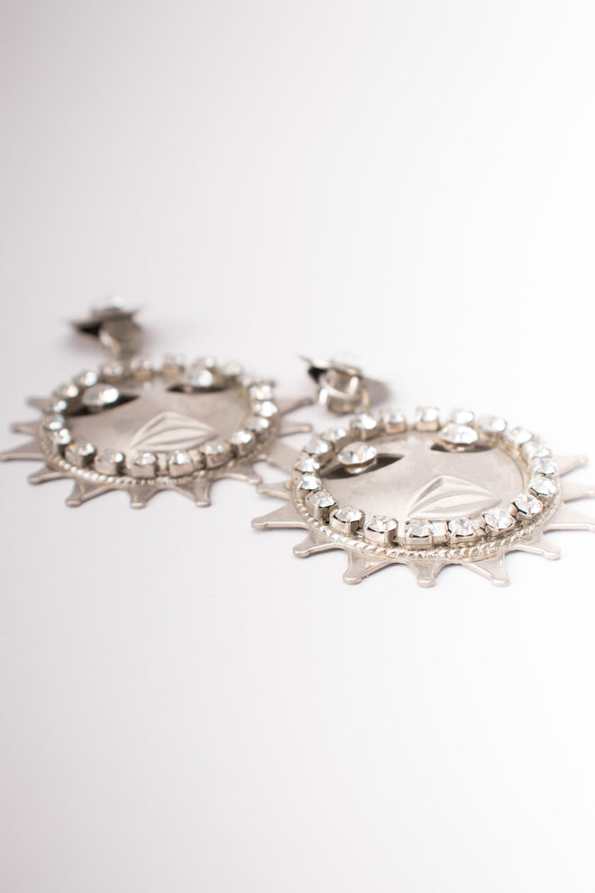 Sparkling Silver Celestial Sun Earrings