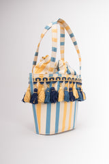 Pibra Firenze Whimsical Silk Stripe Carnival Masquerade Tassel Bag