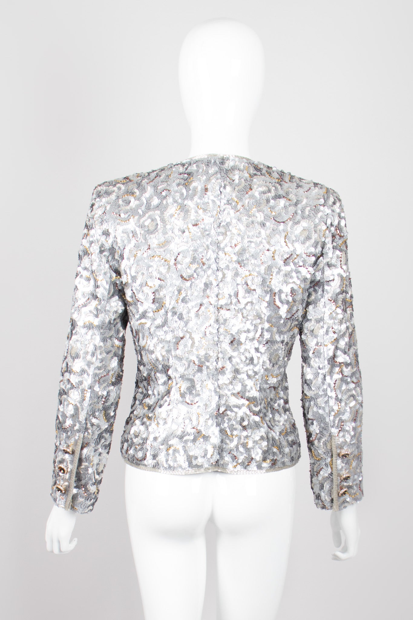 Victor Costa Wavy Embellished Double Breasted Band Jacket 