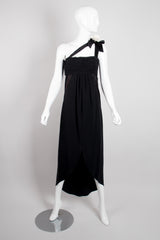 Chanel Empire Asymmetrical Chiffon Camelia Black Tie Dress