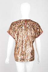 Escada Metallic Sheer Silk Velvet Lamé Burnout Animal Tee