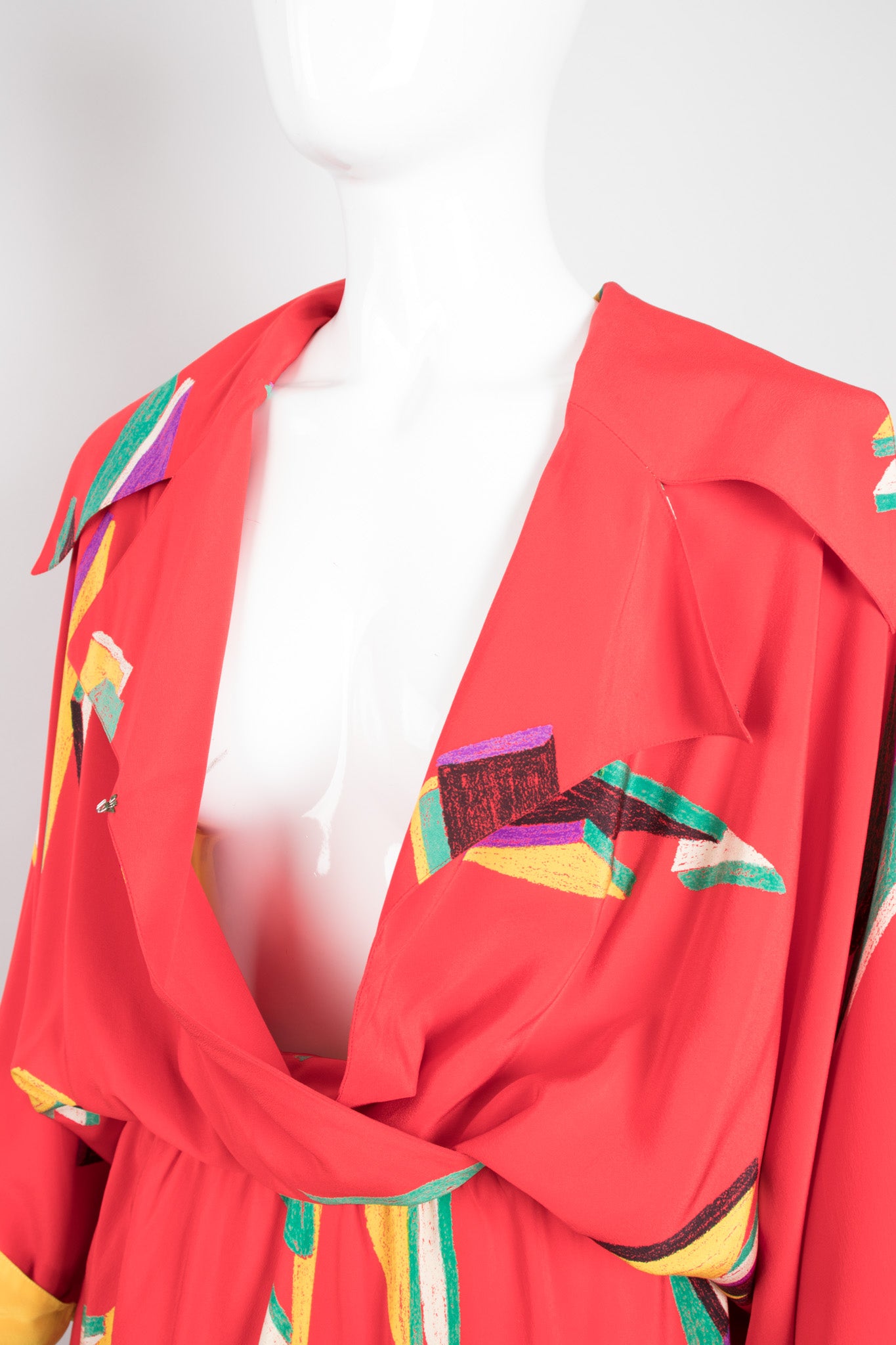Karl Lagerfeld Geometric Print Silk Batwing Dress