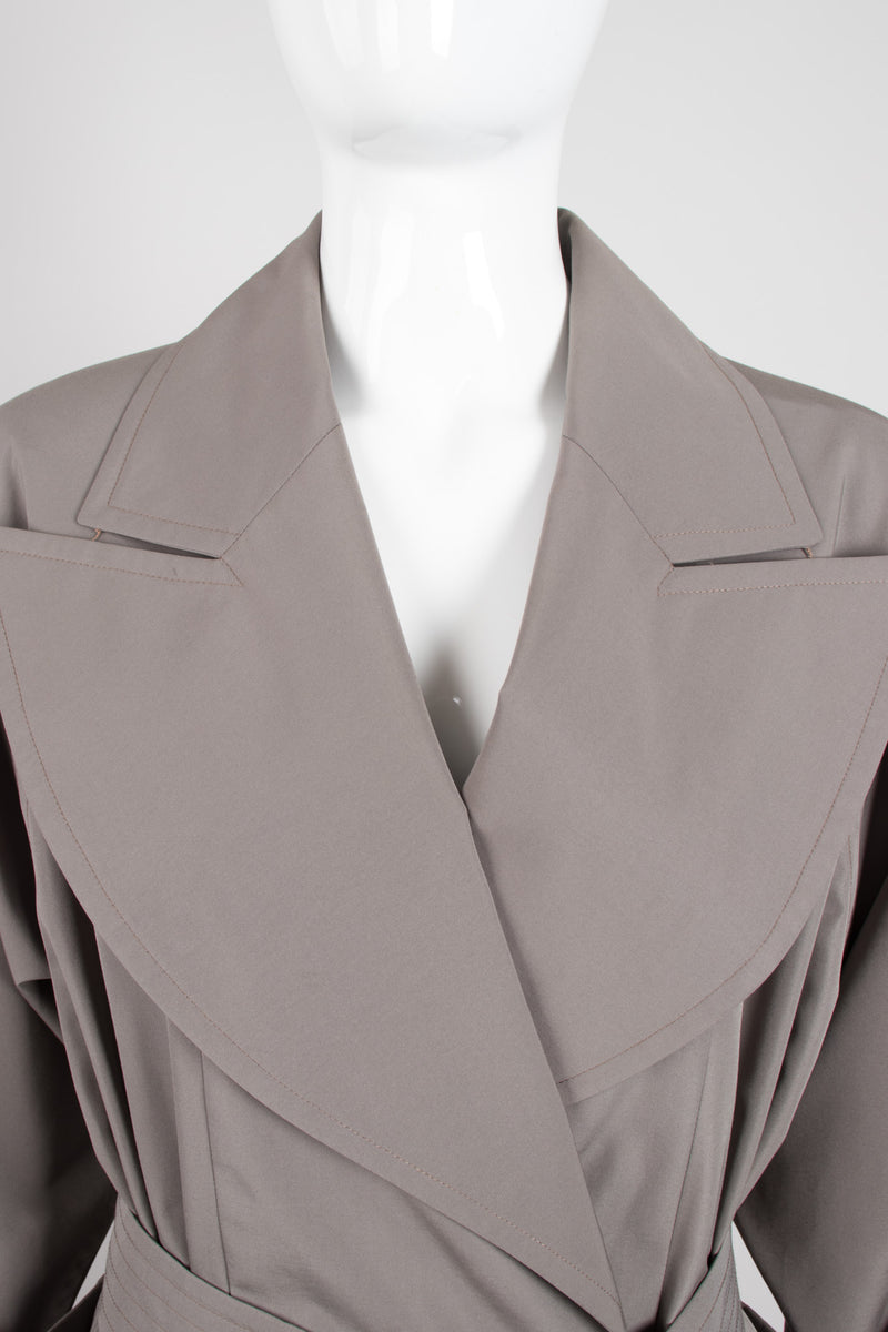 Chanel Greige Belted Trench Overcoat Raincoat