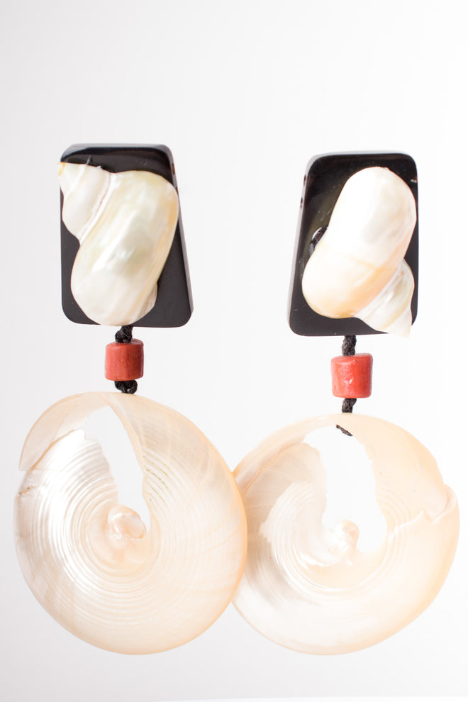 Artisan Oversized Nautilus Shell Slice Earrings