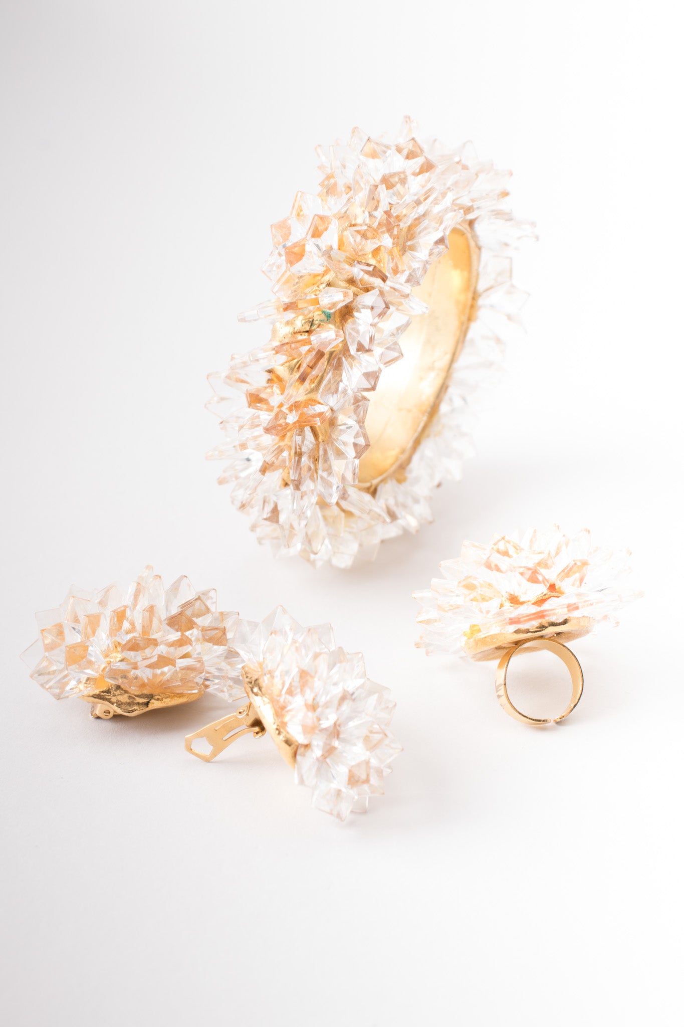 Alexis Lahellec Crystal Stalactite Flower Cocktail Ring