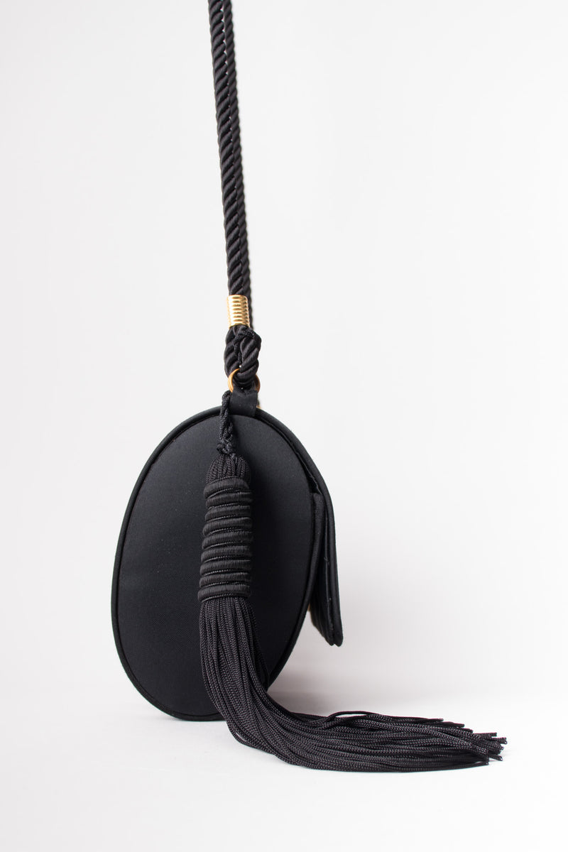 Victor Costa Regency Striped Silk Tassel Crossbody Shoulder Bag