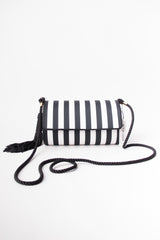 Victor Costa Regency Striped Silk Tassel Crossbody Shoulder Bag