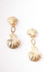 Vintage Golden Seashell Drop Earrings