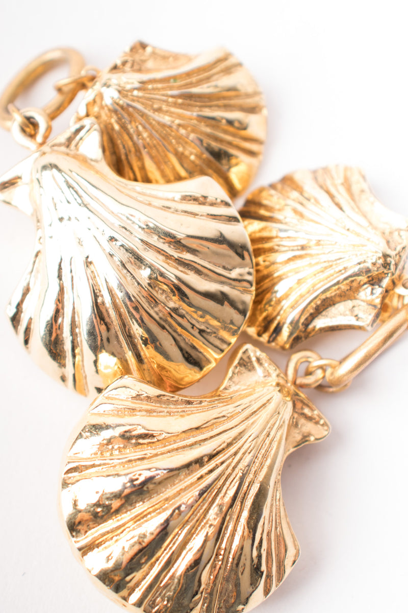 Vintage Golden Seashell Drop Earrings