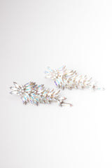 Vintage Iridescent Rainbow Unicorn Crystal Marquise Chandelier Wedding Bridal Earrings