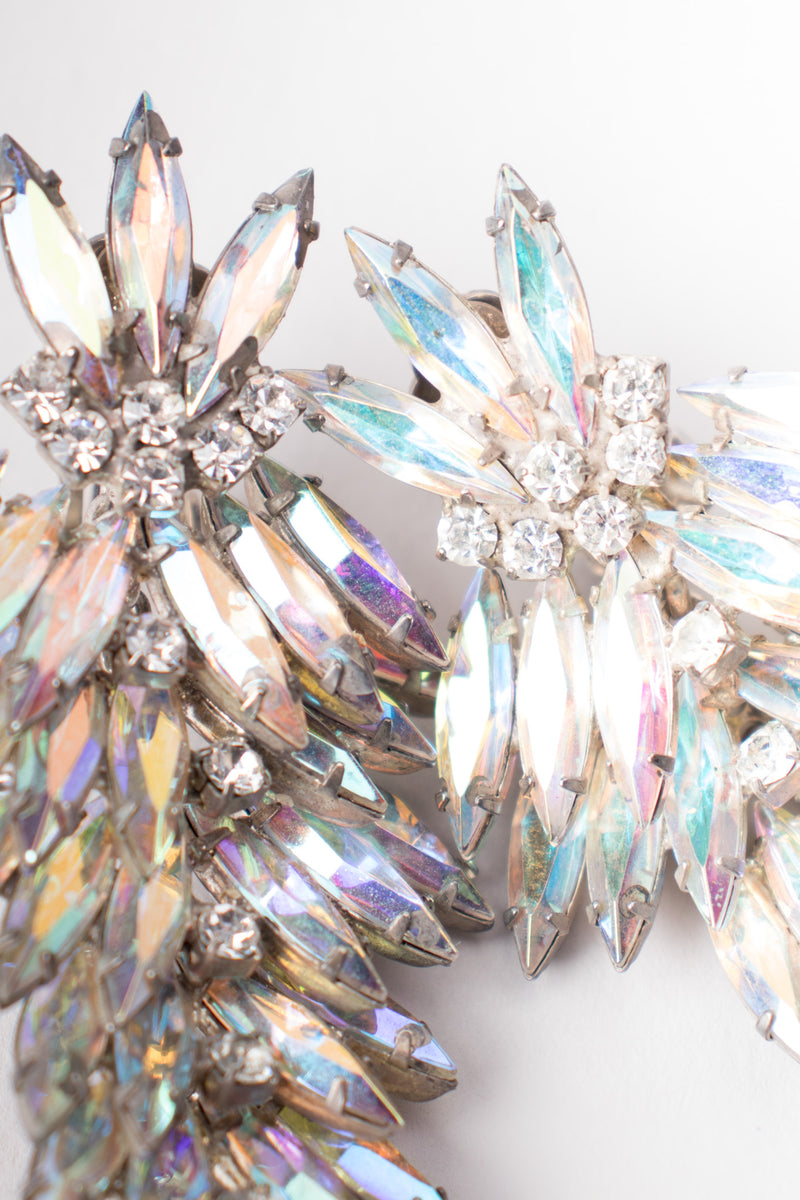 Vintage Iridescent Rainbow Unicorn Crystal Marquise Chandelier Wedding Bridal Earrings