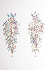 Vintage Iridescent Rainbow Unicorn Crystal Marquise Chandelier Wedding Bridal Earrings