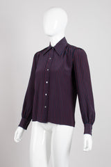 Saint Laurent Rive Gauche YSL Nautical Striped Silk Shirt