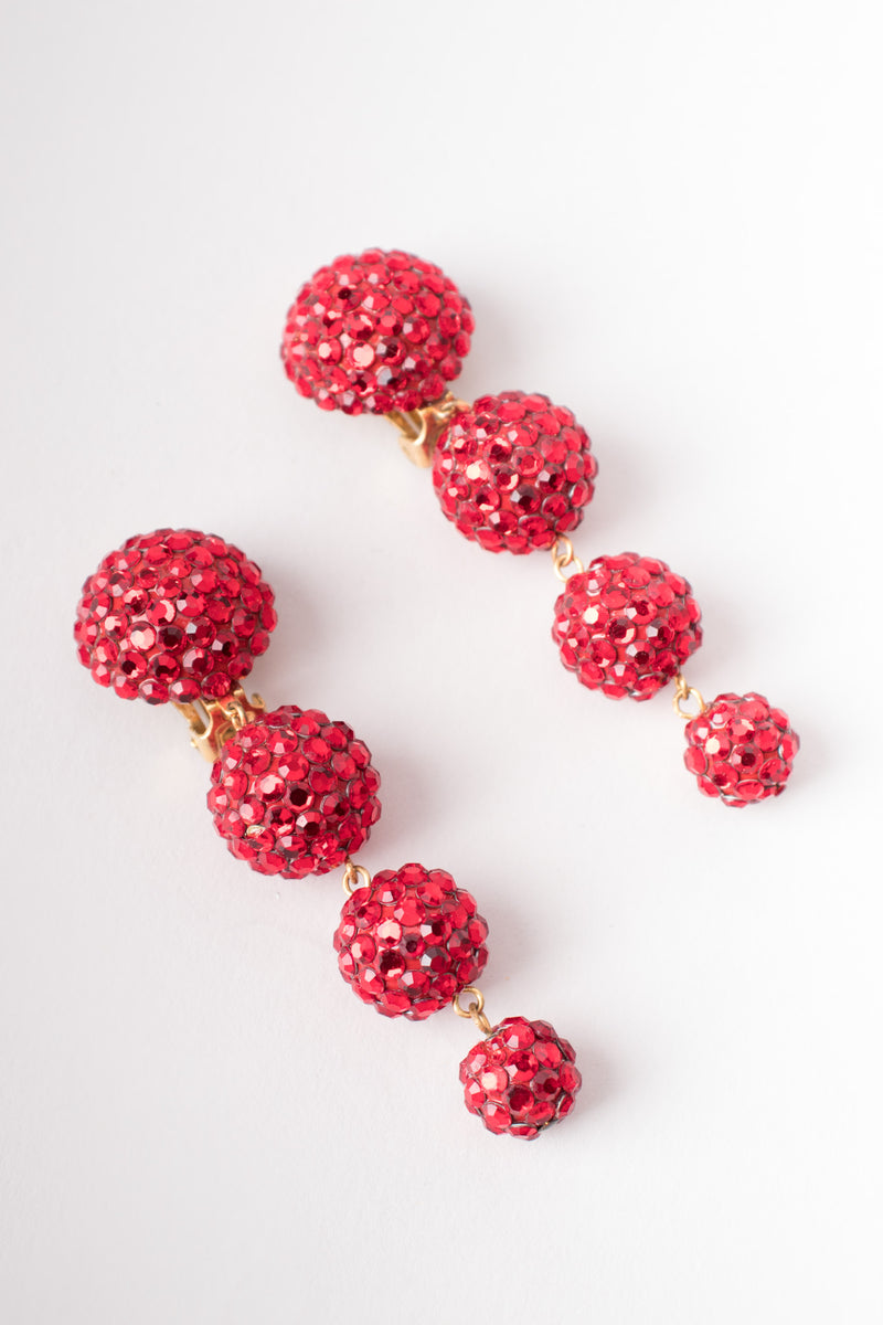 Bellini By Formart Ruby Red Crystal Tiered Ball Drop Earrings