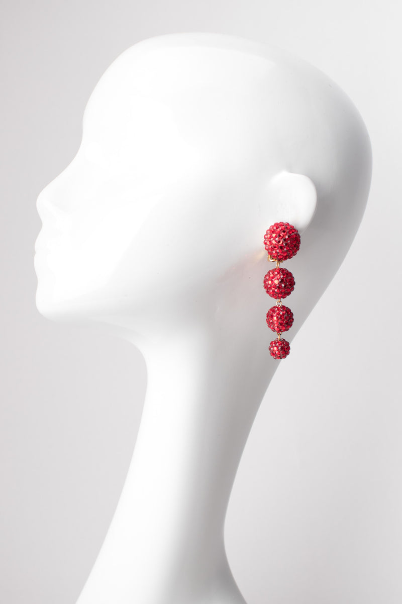 Bellini By Formart Ruby Red Crystal Tiered Ball Drop Earrings