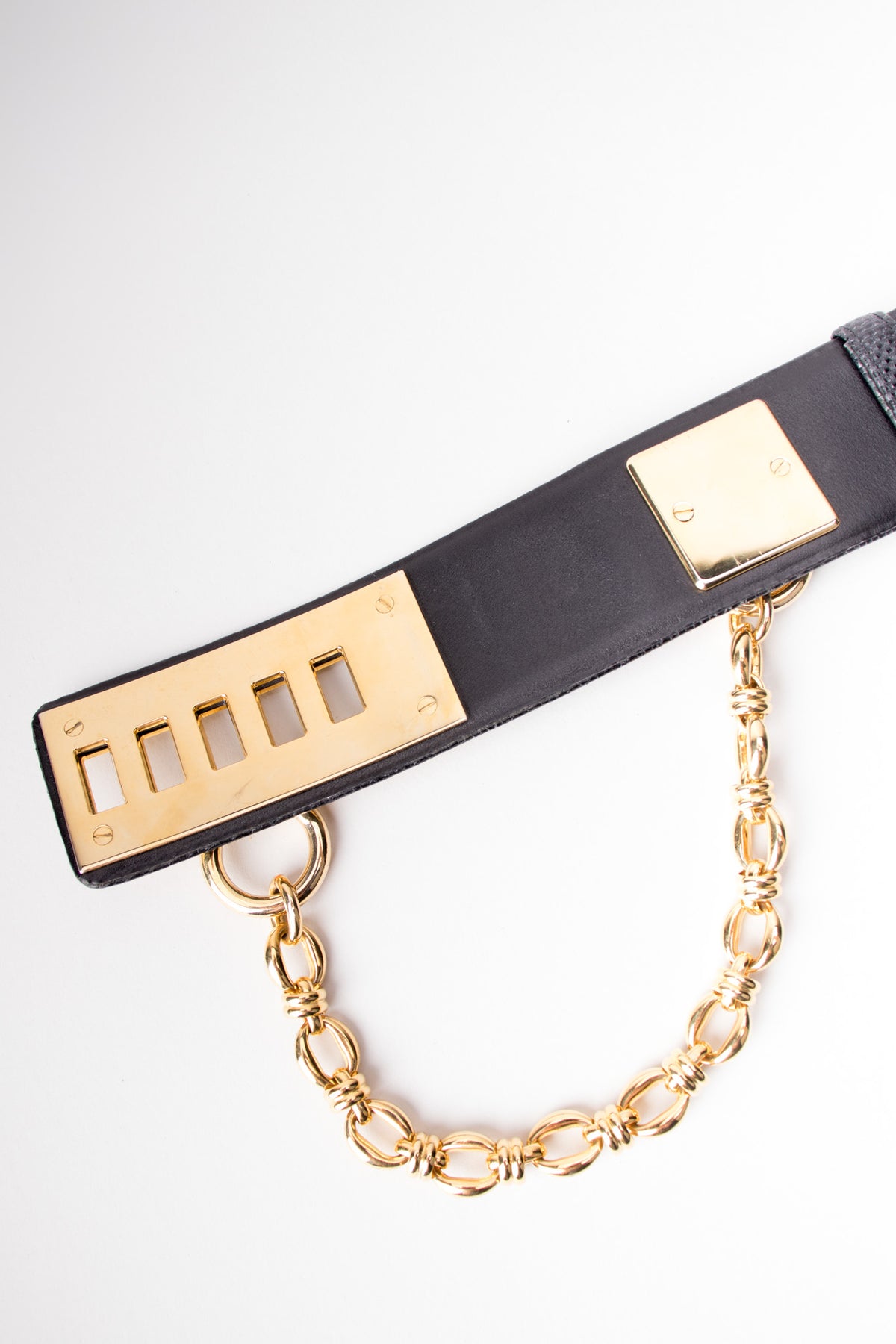 Judith Leibe Lizard Leather Gold Chain Turnlock Bondage Belt – Recess