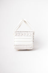 Walborg Vintage White Wicker Basket Box Bag