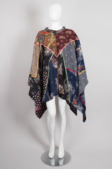 The French Clique Boho Ribbon Trim Stand Collar Patchwork Poncho