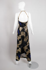 Tracy Mills Vintage Geometric Beaded Halter Gown