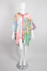 The French Clique Boho Ribbon Trim Hooded Gauze Patchwork Poncho