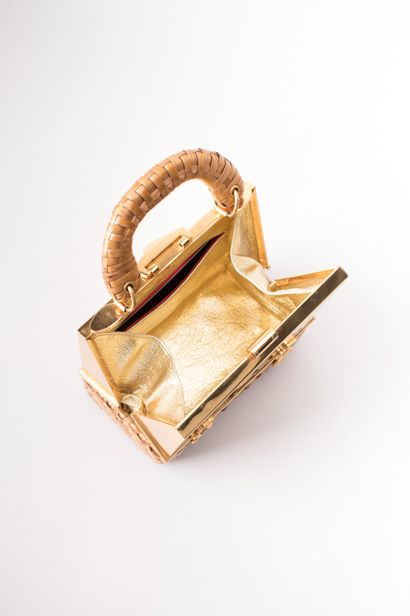 Sacha Metal Wicker A-Frame Basket Box Bag