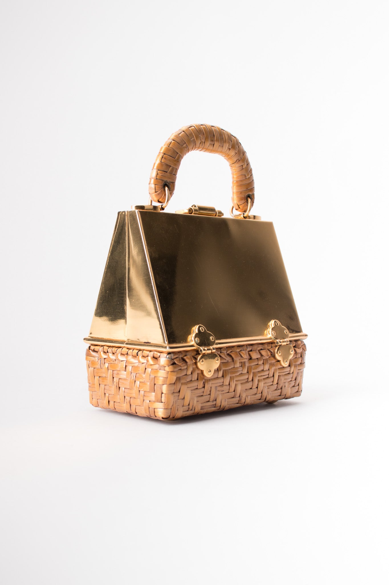 Sacha Metal Wicker A-Frame Basket Box Bag
