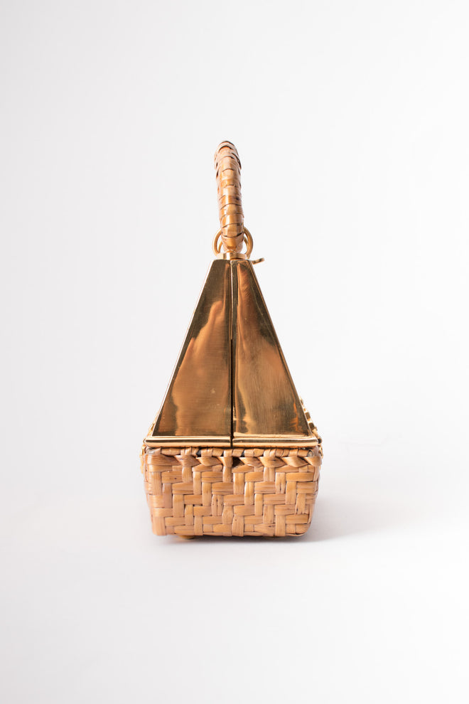 Sacha Metal Wicker A-Frame Basket Box Bag