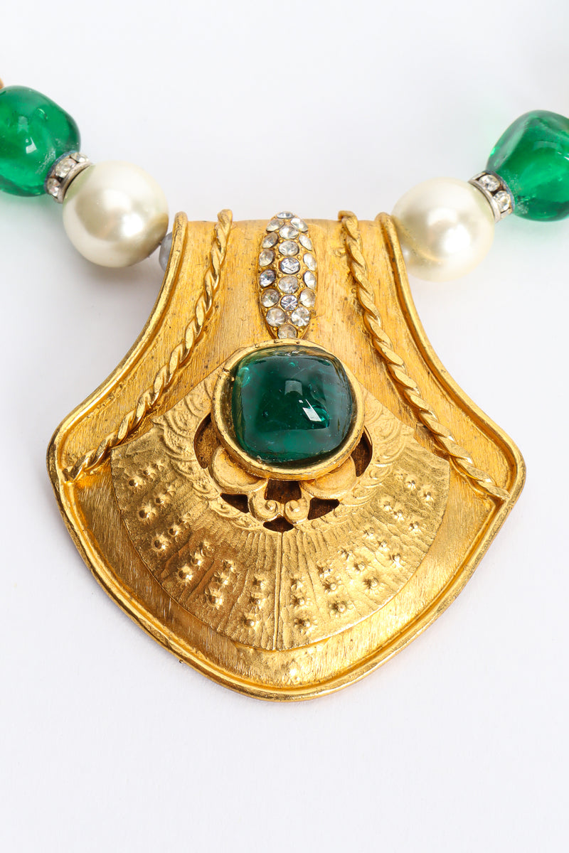 Vintage Sonia Italy Pearl Shield Pendant Necklace pendant close @ Recess LA