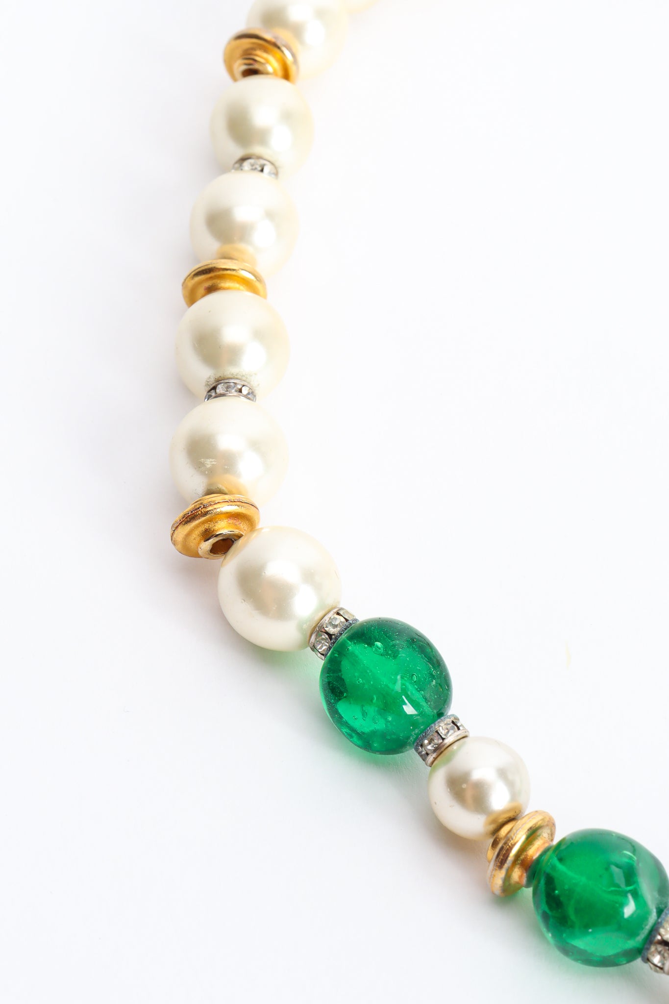 Vintage Sonia Italy Pearl Shield Pendant Necklace bead marks @ Recess LA