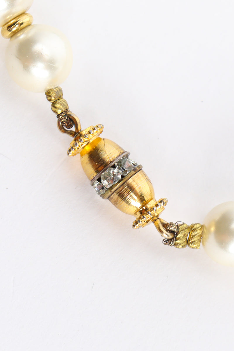 Vintage Sonia Italy Pearl Shield Pendant Necklace scratch clasp @ Recess LA
