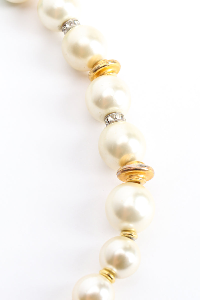 Vintage Sonia Italy Pearl Shield Pendant Necklace light bead marks @ Recess LA