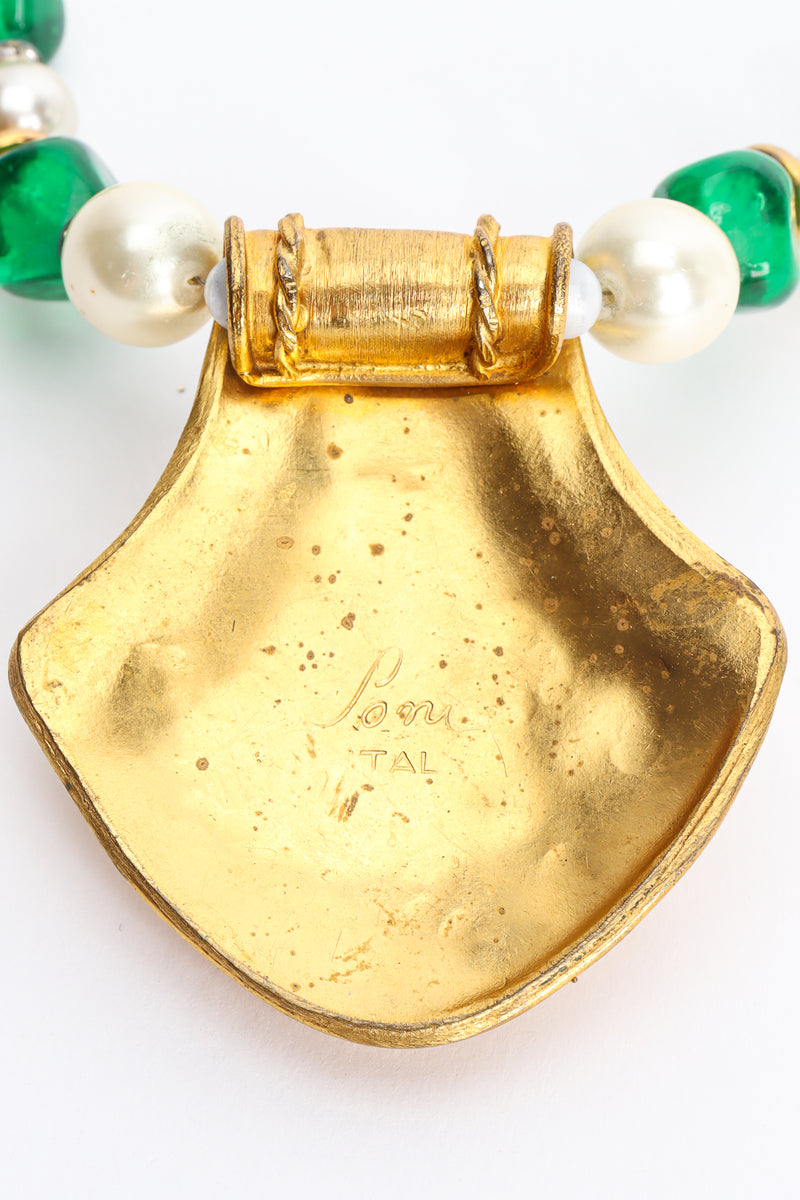 Vintage Sonia Italy Pearl Shield Pendant Necklace signed @ Recess LA
