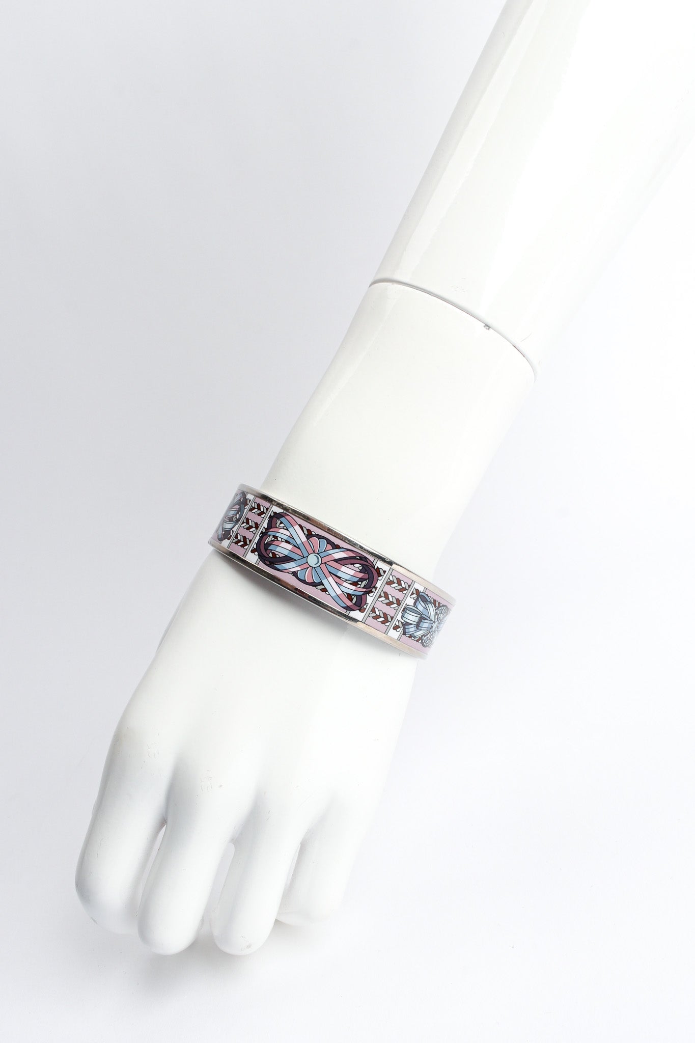 Vintage Hermés Deco Ribbon Wide Enamel Bracelet mannequin wrist @ Recess LA