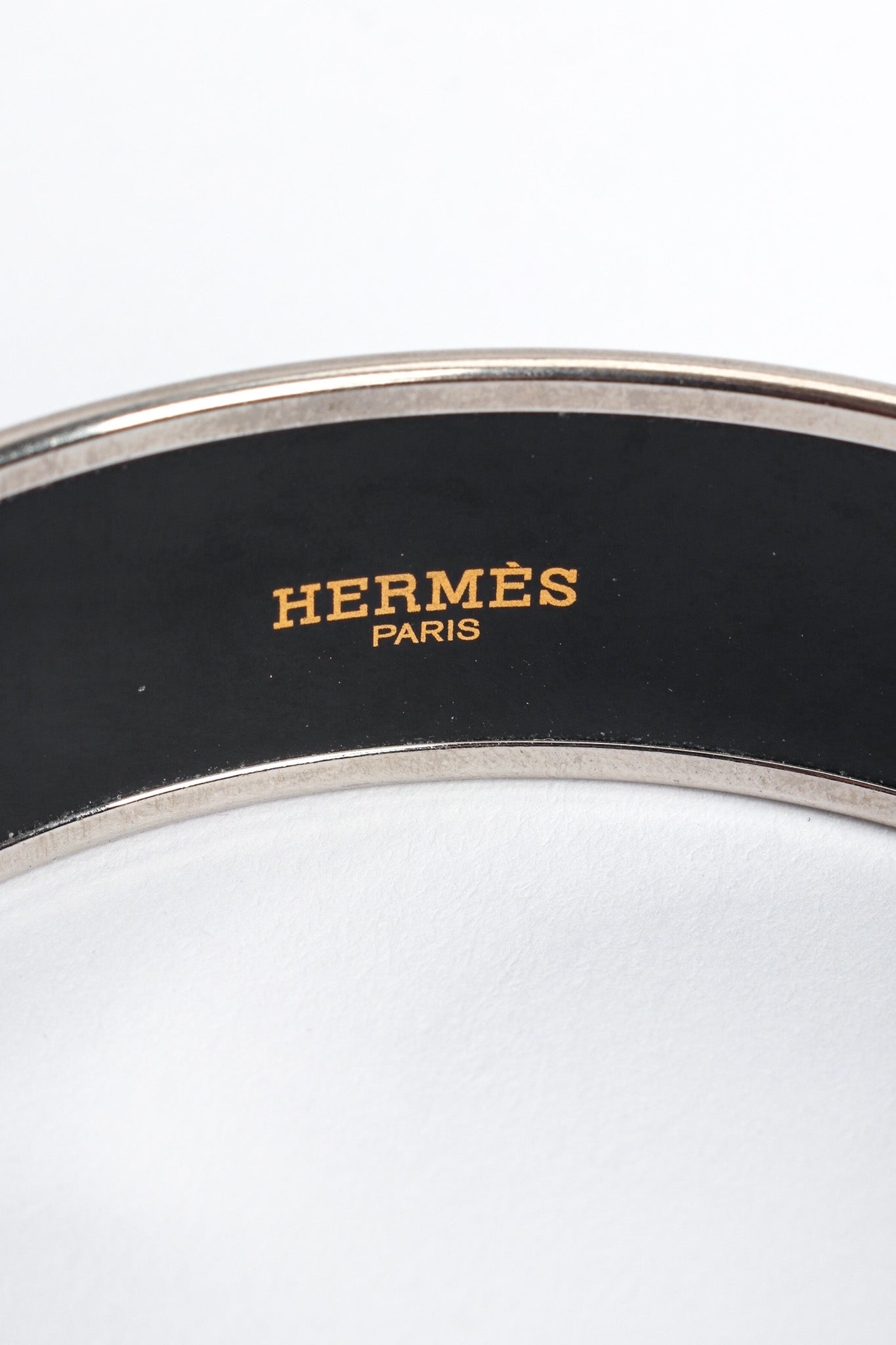 Vintage Hermés Deco Ribbon Wide Enamel Bracelet signed @ Recess LA