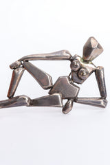 Vintage Signed Modernist Silver Sculpted Female Brooch front close/tarnish neck @ Recess LA