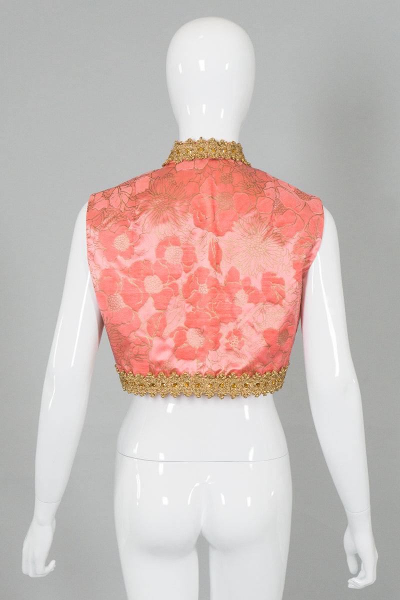 Lisa Meril Vintage Flocked Satin Cropped Boho Genie Vest – Recess