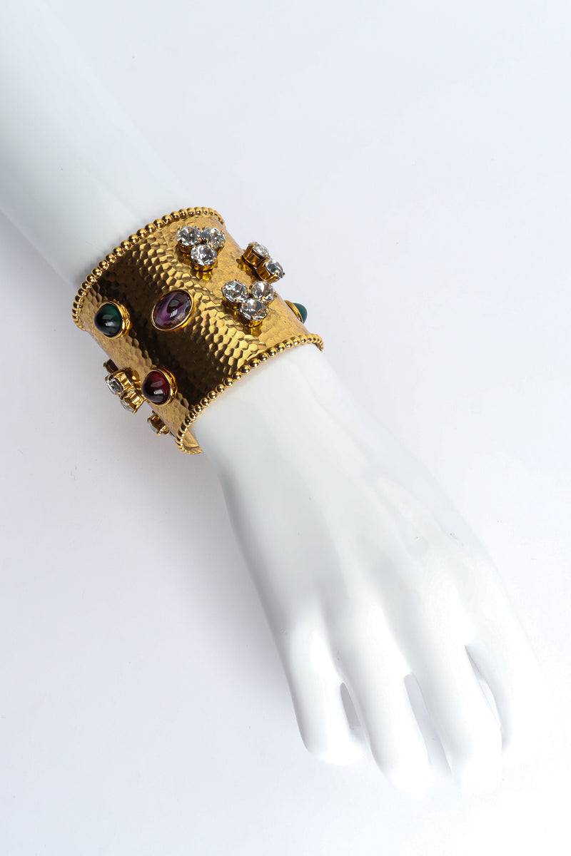 Vintage Sorrell Hammered Cabochon Crystal Cuff II on Mannequin at Recess LA