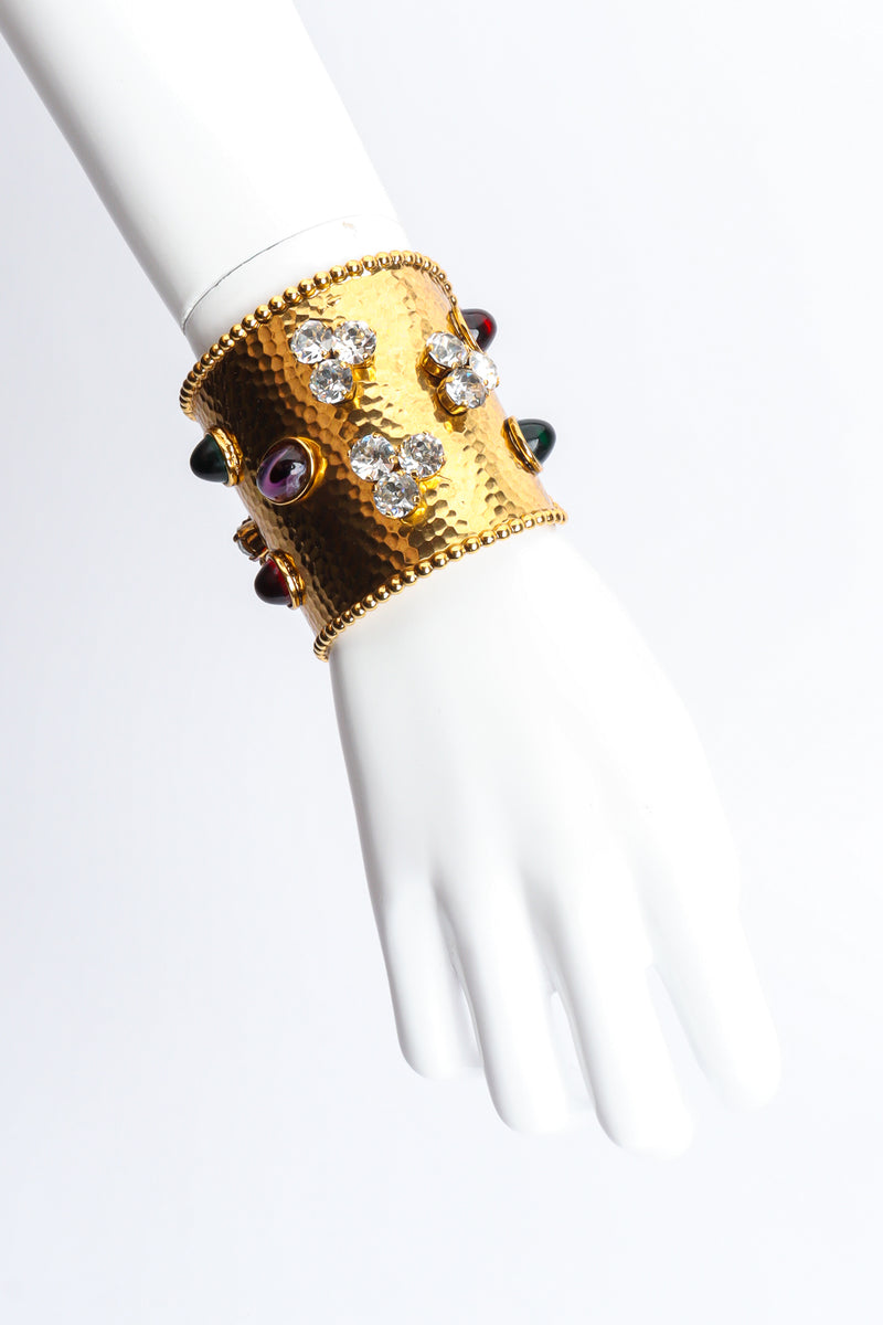 Vintage Sorrell Hammered Cabochon Crystal Cuff II on Mannequin at Recess LA