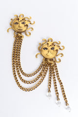 Vintage Joseff of Hollywood Double Sun God Chatelaine Brooch Flat Front at Recess LA