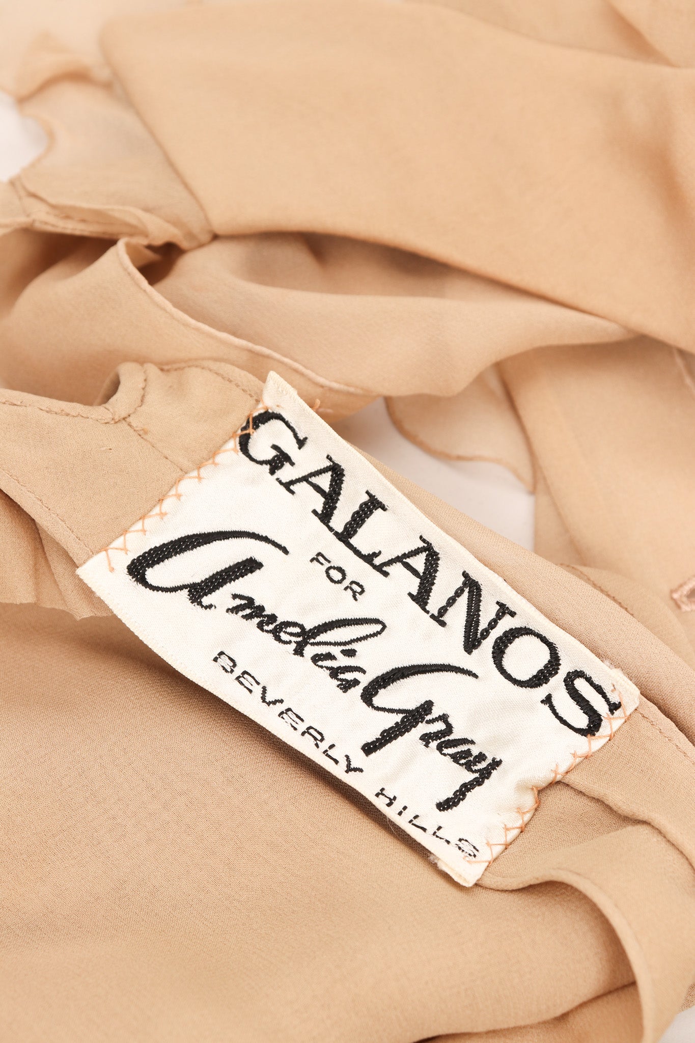 Galanos Silk Chiffon 3-Piece Ruffle Blouse Tank Skirt Set