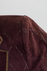 Roberto Cavalli Vintage Flora Stamped Suede Boyfriend Jacket