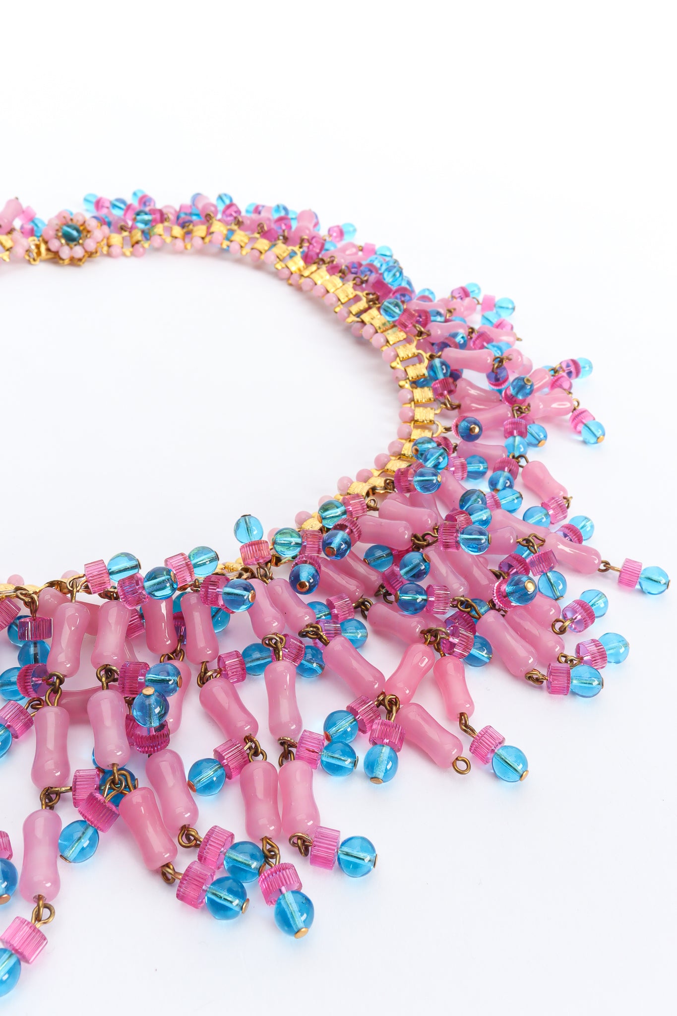 Vintage William de Lillo Cotton Candy Bead Bib Necklace bead close @ Recess LA