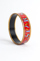 Vintage Hermés Animal Alphabet Wide Enamel Bracelet top trim close @ Recess LA